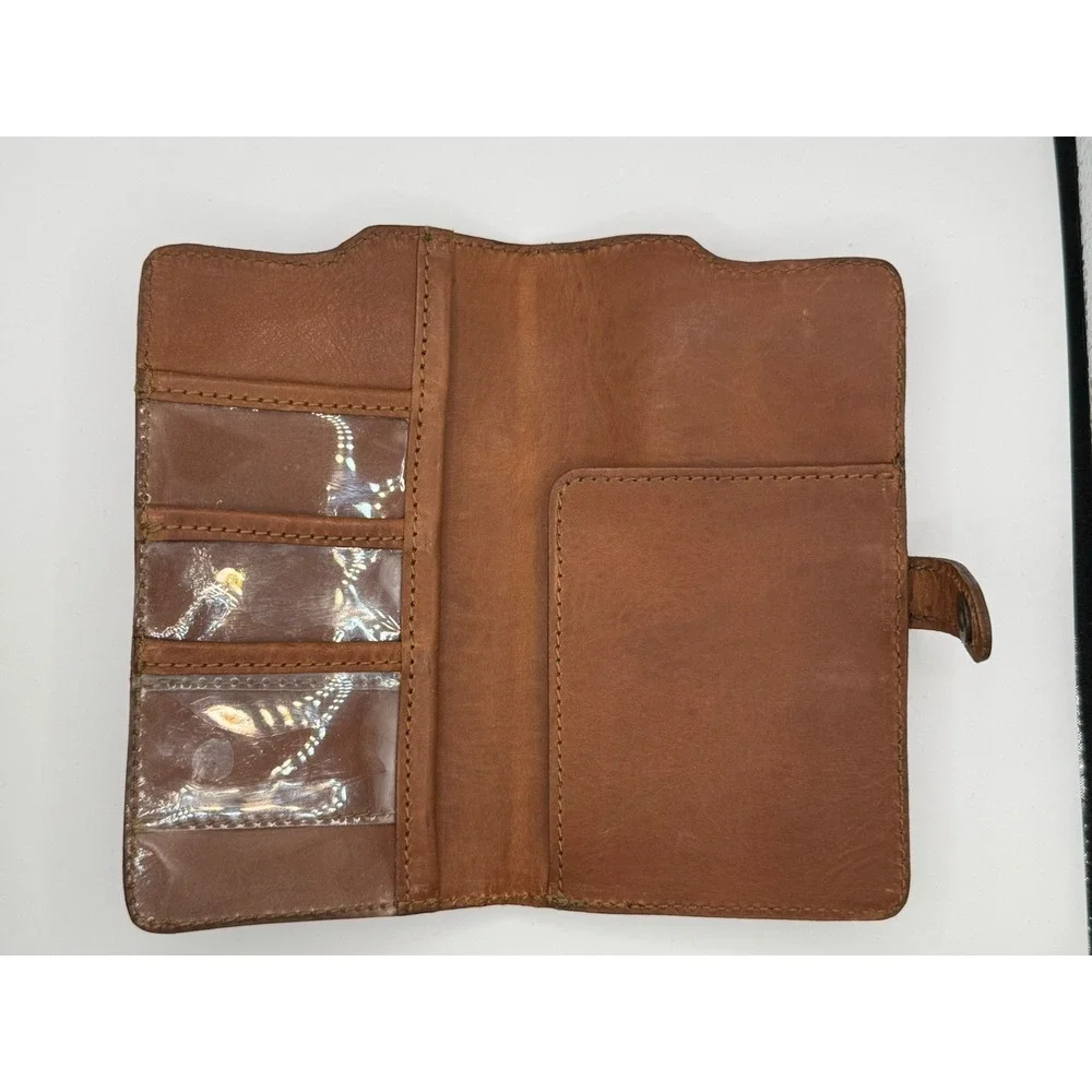 Kelly Moore Brown Genuine Leather Travel Wallet Organizer Passport Holder Clutch